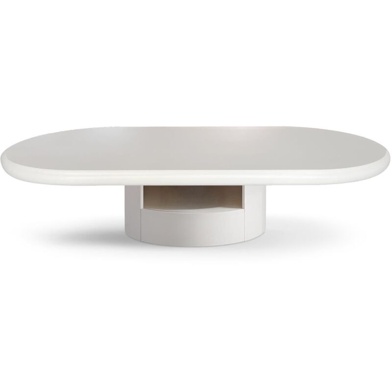 Table basse ovale avec tiroirs 60x120cm Barket Blanc