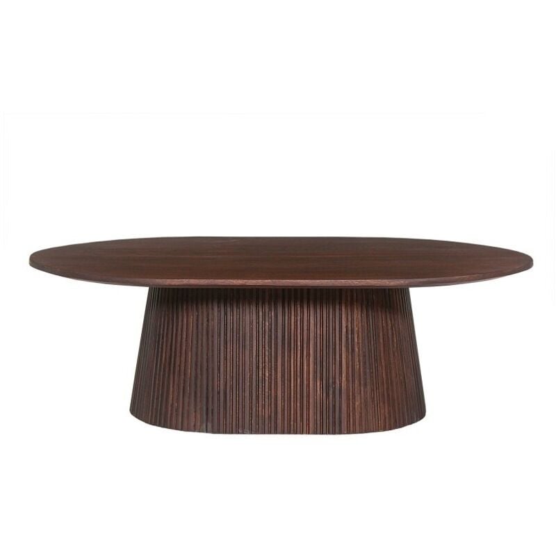 Table basse ovale collection MITCHEL en bois exotique de manguier brun foncé 120x70cm