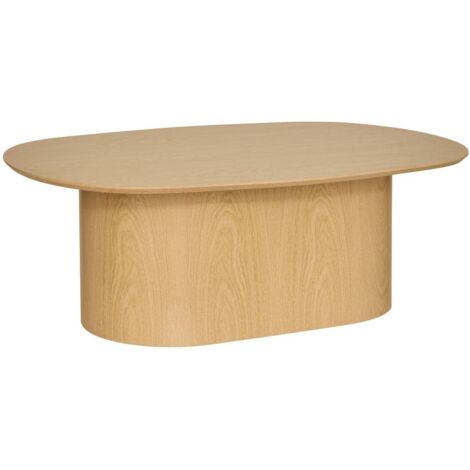 Table basse ovale coloris effet bois clair - Longueur 100 x largeur 70 x Hauteur 36,4 cm