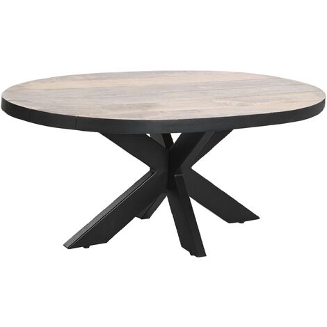 Table basse ovale en bois de manguier / métal coloris naturel - Longueur 130 x Profondeur 70 x Hauteur 45 cm -PEGANE-