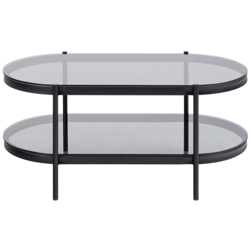 Table basse ovale en verre et métal noir - benny