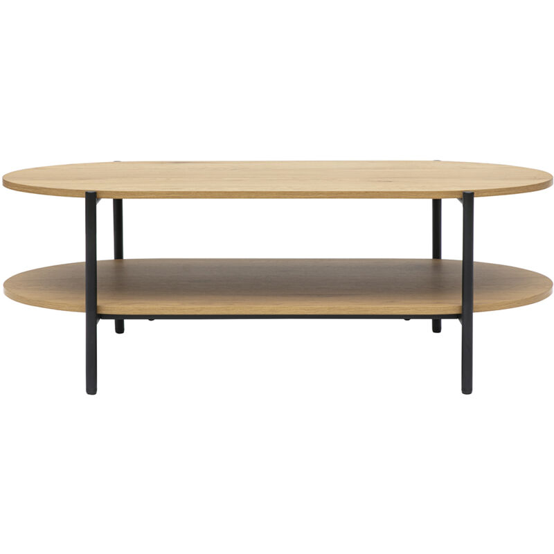 Table basse ovale finition bois clair chêne et métal L115 cm BRUNA Table basse ovale finition bois clair chêne et métal L115 cm BRUNA