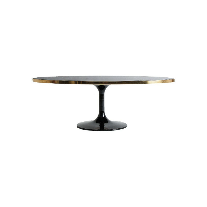 Table basse ovale marbre noir et métal doré nath