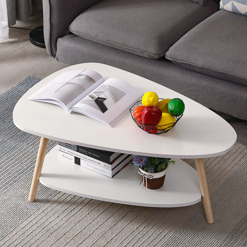 Table basse ovale scandinave 90x60x40cm Blanc