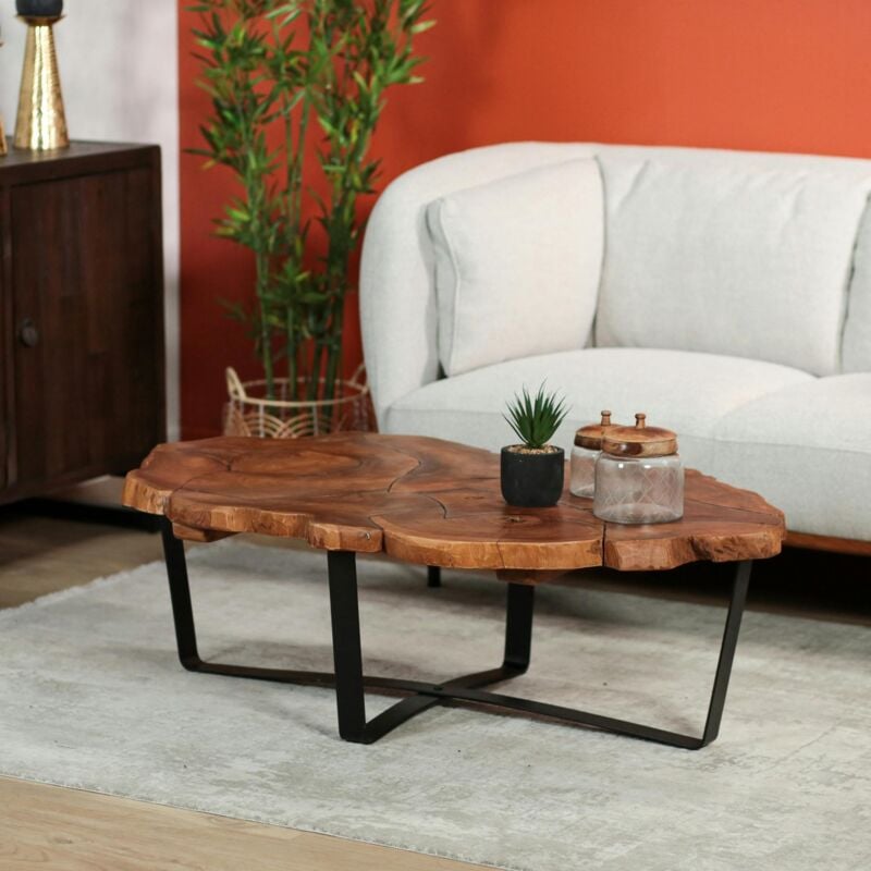 Table basse ovale teck massif recyclé baltimore