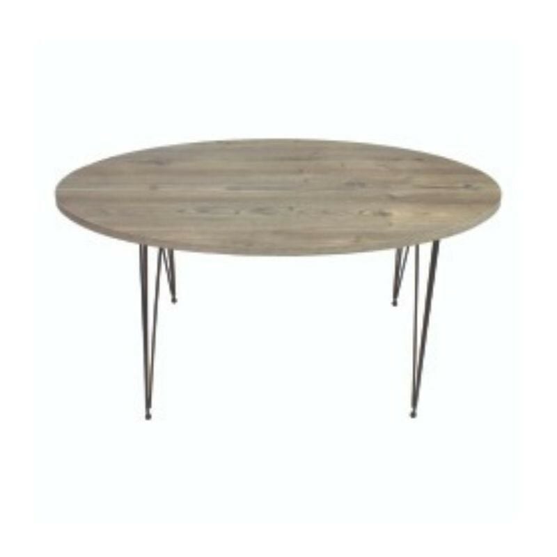 Webmarketpoint - Table basse ovale Terek p472, coloris gris pin, pieds noirs