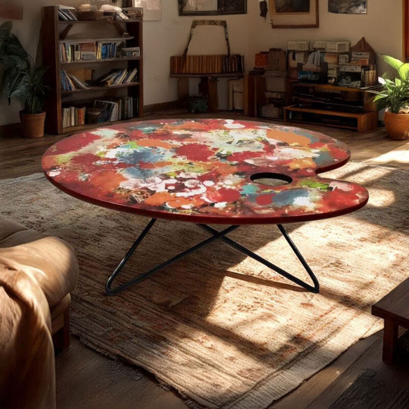 M&s - Table basse palette de peinture 100x80x45cm en métal multicolore