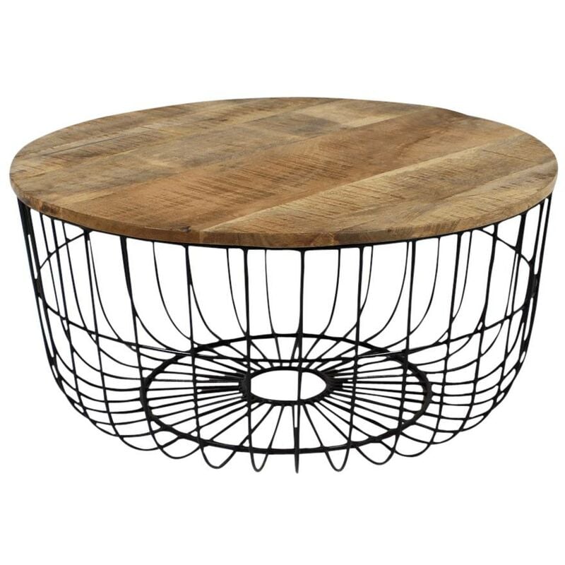 Made In Meubles - Table basse en bois de manguier et métal Ella