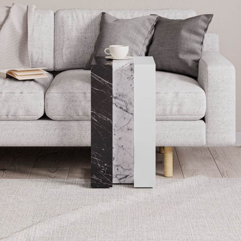 Decortie Muju Table moderne en forme de C Effet marbre noir Effet marbre blanc Effet marbre blanc Polyvalent H 57cm Decortie Muju Table moderne en forme de C Effet marbre noir Effet marbre blanc Effet marbre blanc Polyvalent H 57cm