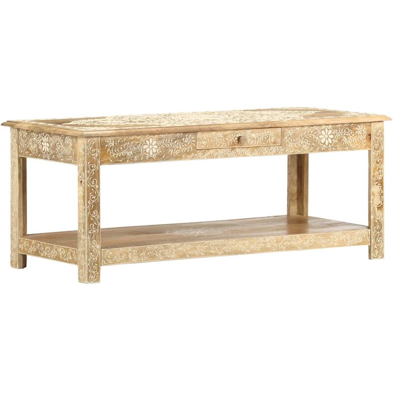 Table basse peinte à main 110x50x45 cm Bois de manguier massif vidaXL