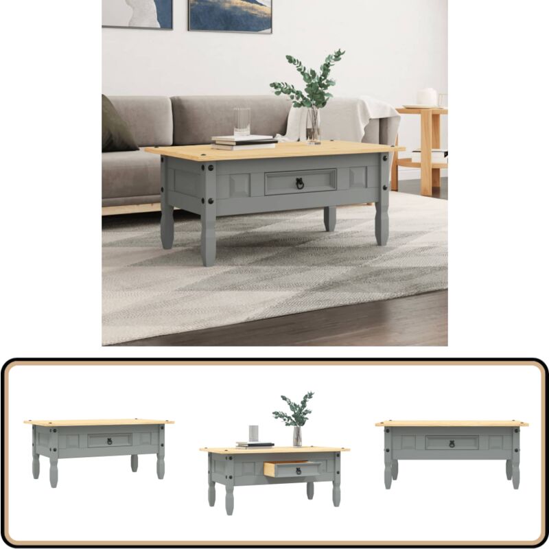 Vidaxl - Table basse Pin mexicain Gamme Corona Gris 100x55x44 cm - Table Basse - Table D'appoint - Meubles Mexicains - Style Corona - Table En Bois