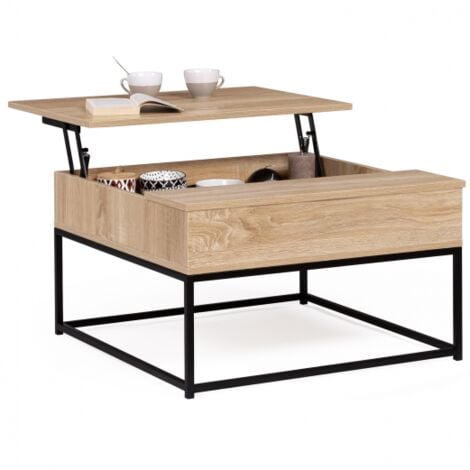 Table basse plateau relevable carrée DETROIT design industriel