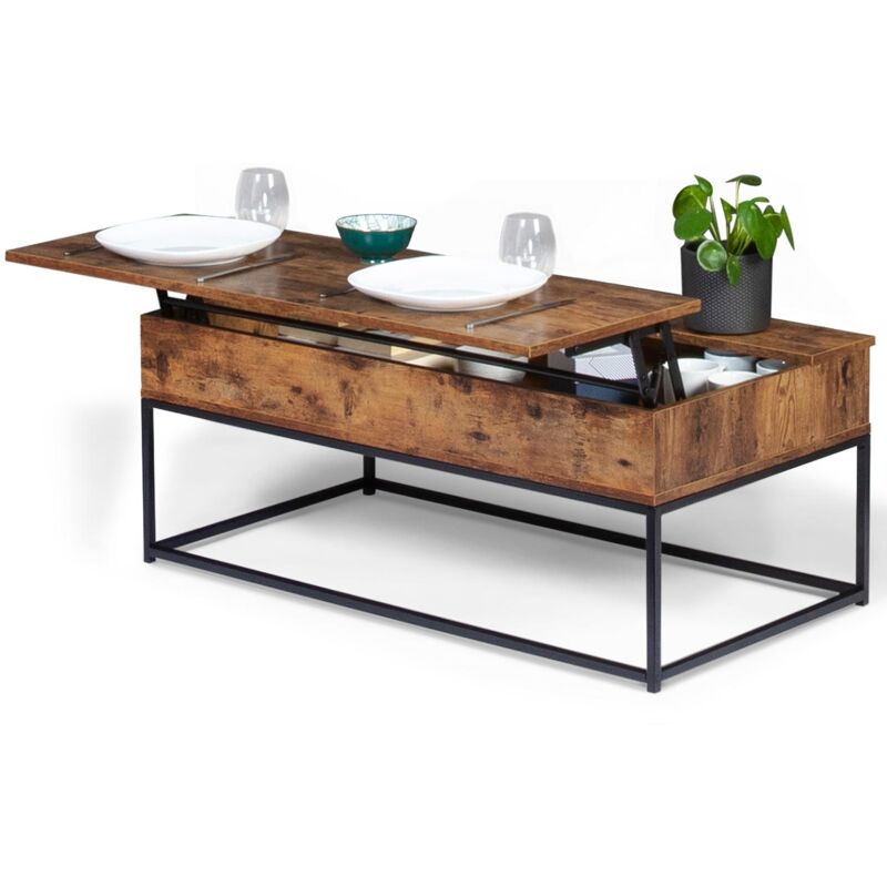 Idmarket - Table basse plateau relevable rectangulaire dayton effet vieilli design industriel