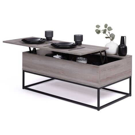 Table basse plateau relevable DELANO grège design industriel - Multicolore