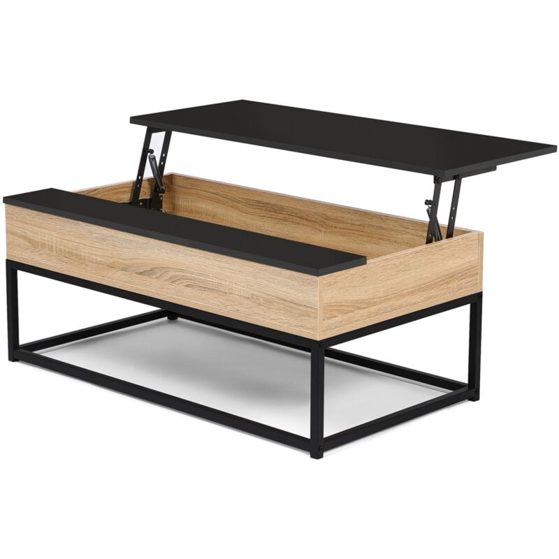 Table basse plateau relevable noir rectangulaire boston design industriel