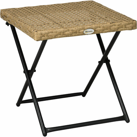 Table basse pliable de jardin résine tressée marron
