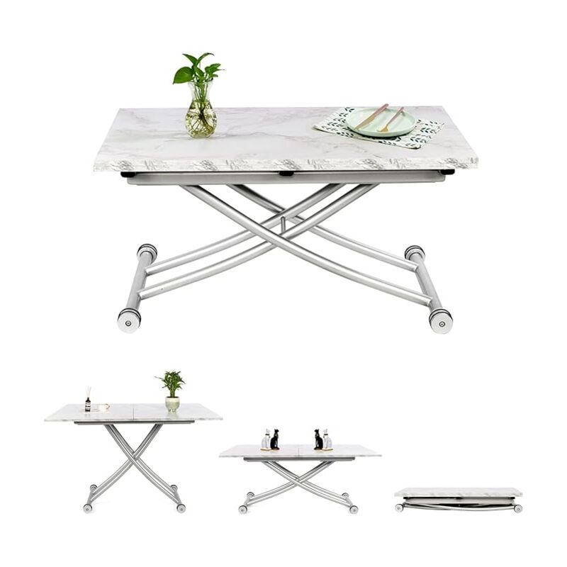 Joolihome Living - Table Basse Pliable Multifonction rectangulaire réglable et Extensible Pour Salle à Manger Bureau d'ordinateur Moderne créatif