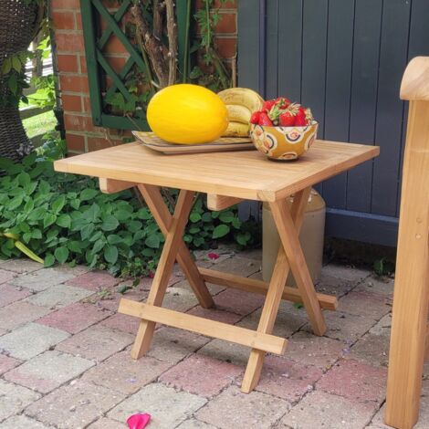 Table basse pliante carrée en teck massif Kento 50 x 50 cm
