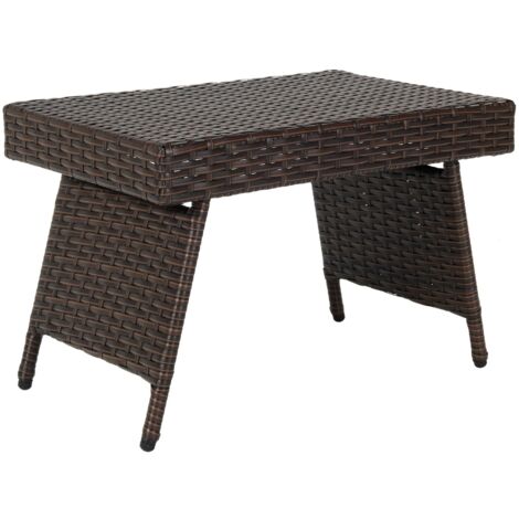 Table Basse Pliante en Rotin 60 x 40 x 40 CM Table d'Appoint avec Coussinets de Pied Réglables pour Jardin/Salon/Terrasse Maison Chic