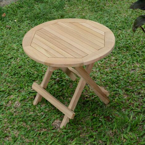 Table basse pliante ronde en teck Ecograde Kuta ø 50 cm - Naturel