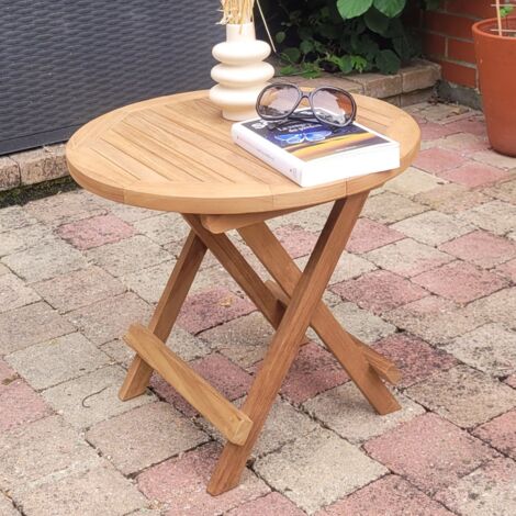 Table basse pliante ronde en teck massif Kuta ø 50 cm