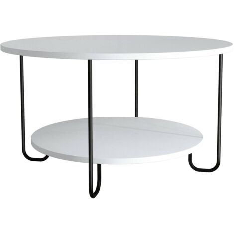 Table basse Plodio, un compartiment, forme ronde, 80x80x45h cm, blanc