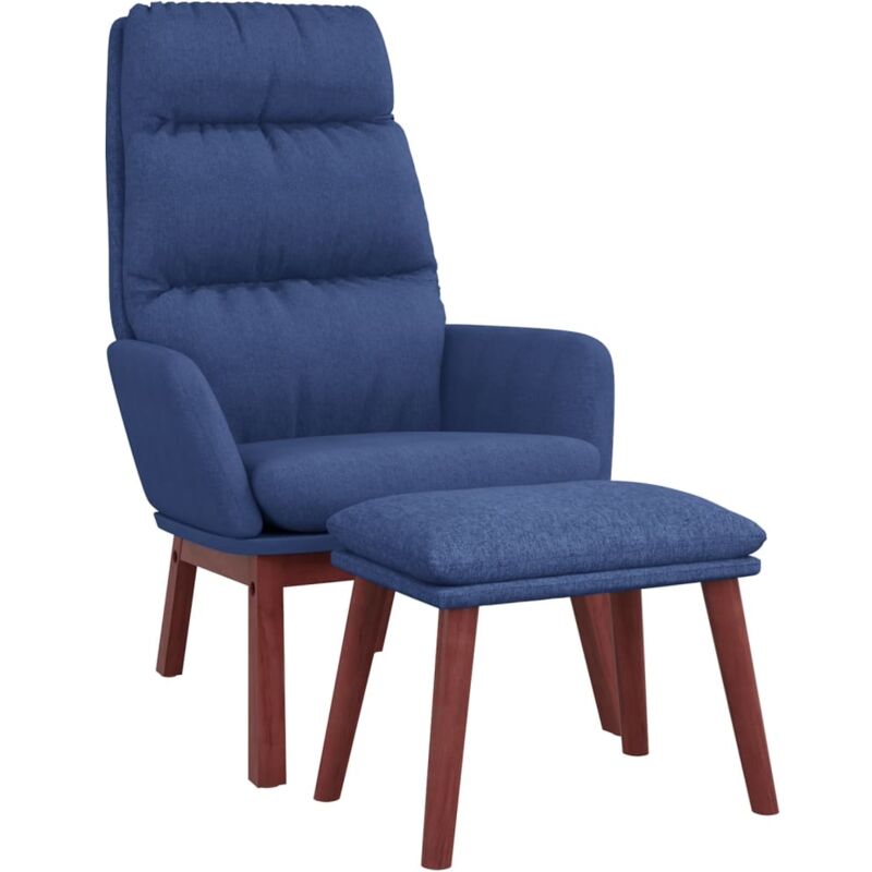 Nova - Chaise de relaxation avec tabouret Bleu Tissu vidaXL