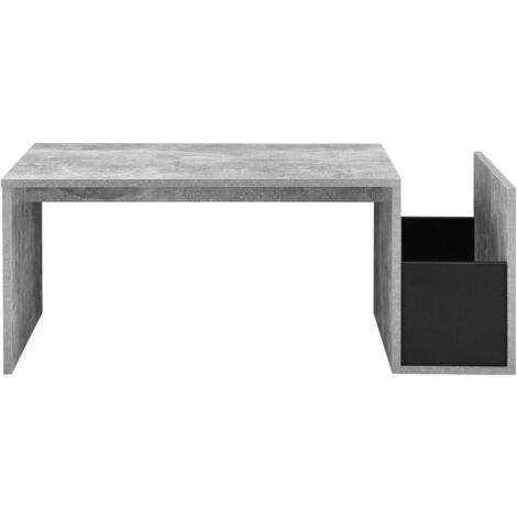 Table basse pour salon avec compartiment de stockage 90 cm gris noir
