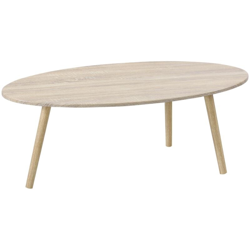 Table basse pour salon avec pieds solides en bois mdf et pvc 110 cm effet chêne et bois