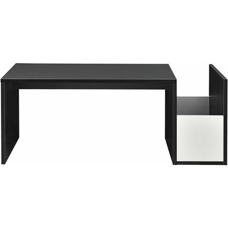 Table basse pour salon meuble 90 cm noir blanc - Blanc