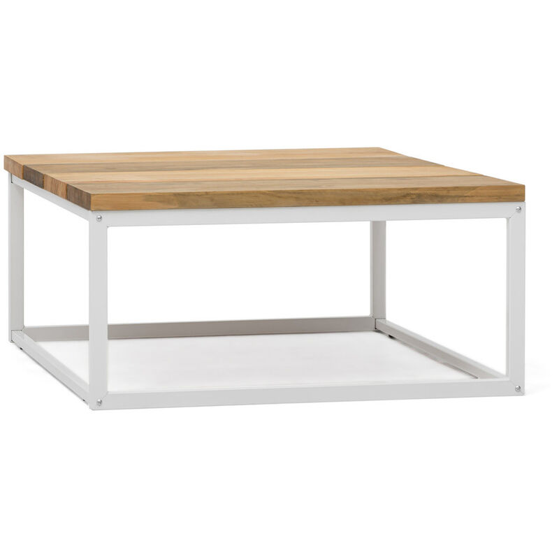 Table basse Preston en bois de trois couleurs. Blanc 80x80x38cm. - Blanc