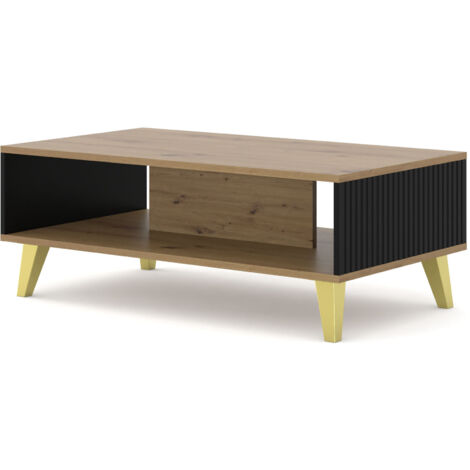 Table basse Ravenna B 90x60 artisan noir sur pieds
