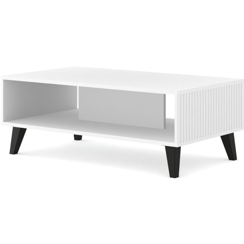 Bim Furniture - Table basse Ravenna b 90x60 cm blanc mat pieds noirs