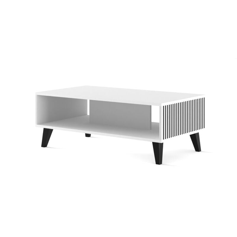 Bim Furniture - Table basse Ravenna c 90x60 Blanc Mat / Noir, Pieds Noirs