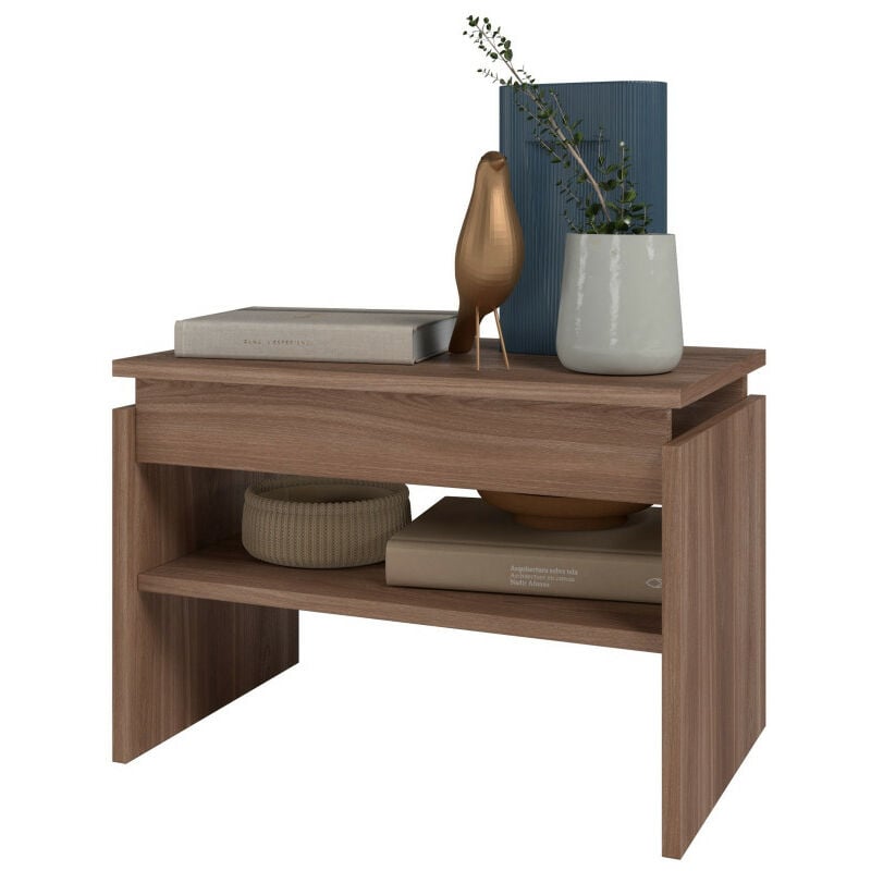 Beaux Meubles Pas Chers - Table Basse Rectangle 2 Niches Châtaignier l 53.5 h 37 p 33 cm