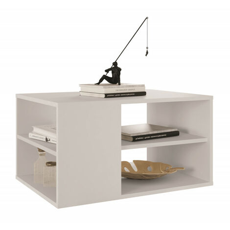Table Basse Rectangle Blanche 4 Niches L 68 H 36.2 P 45 cm