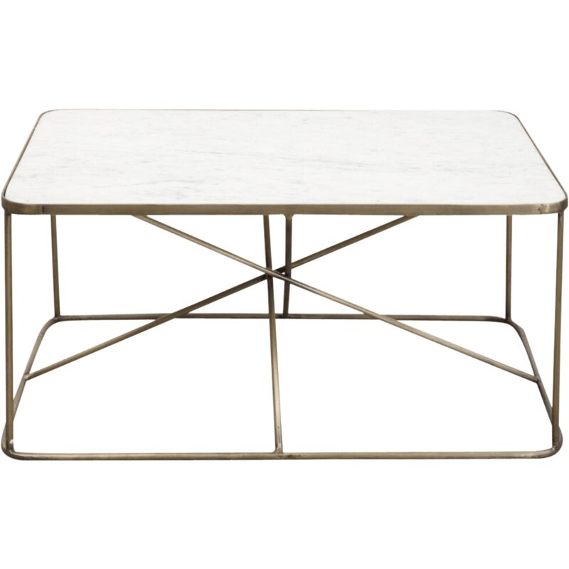 Table basse en marbre et métal aspect laiton Diego - Doré