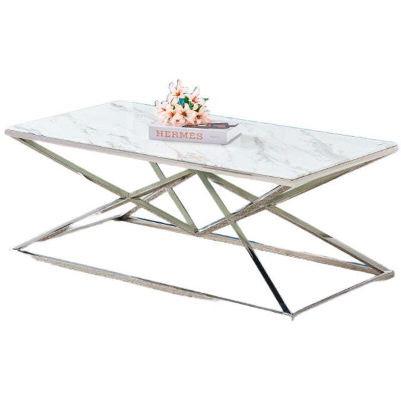 Table basse Rectangle pyramide Chrome 120cm