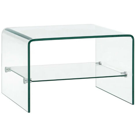 Table basse rectangulaire 2 plateaux verre trempé transparent Niu