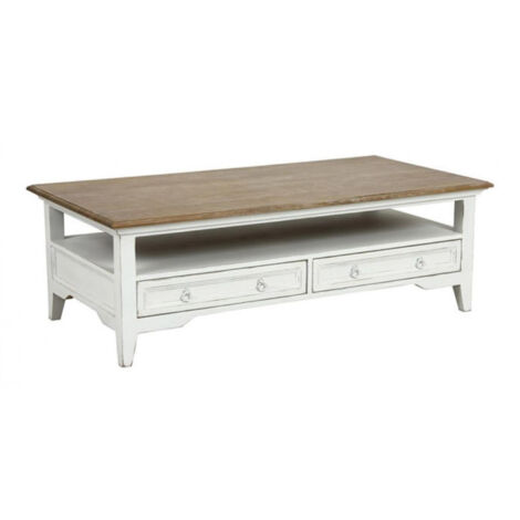 Table basse rectangulaire 2 tiroirs - Bois - Blanc - Interior's