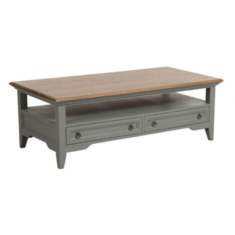 Table basse rectangulaire 2 tiroirs - Bois - Gris - Interior's
