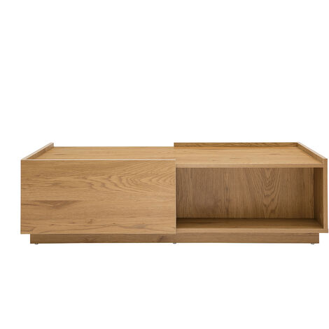 Table basse rectangulaire avec rangements 2 tiroirs finition bois clair chêne L120 cm MADERO - Chêne clair