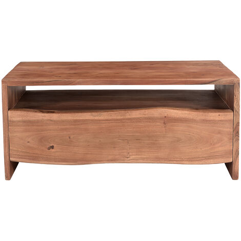 Table basse rectangulaire avec rangements en bois massif L100 cm BOHEMIAN - Naturel