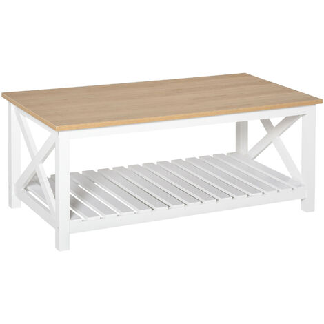Table basse rectangulaire BIARRITZ chêne clair et blanc