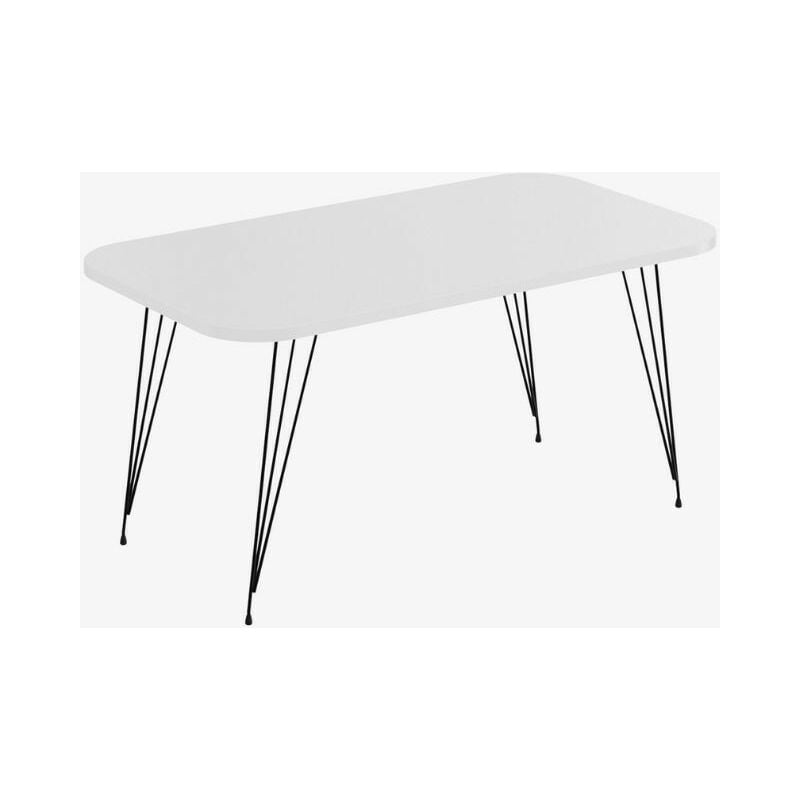 Toscohome - Table basse rectangulaire blanche 90x50cm avec pieds noirs - Reeta