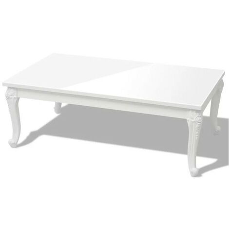 Table basse rectangulaire bois blanc laqué et pieds plastique Mento