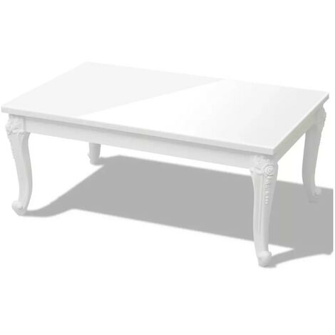 Table basse rectangulaire bois blanc laqué et pieds plastique Mento L 100