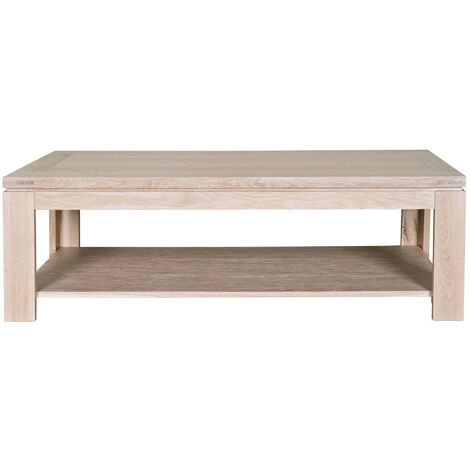 Table basse rectangulaire bois chêne blanchi massif - BOSTON