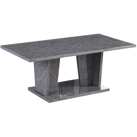 Table basse rectangulaire bois gris effet marbre vernis Botela 120cm