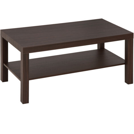 Table basse rectangulaire classique avec étagères de rangement, dimensions : 90 × 45 × 44,5 cm